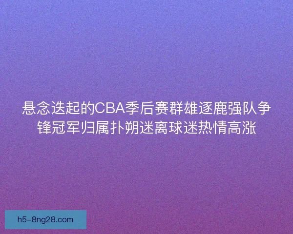 悬念迭起的CBA季后赛群雄逐鹿强队争锋冠军归属扑朔迷离球迷热情高涨